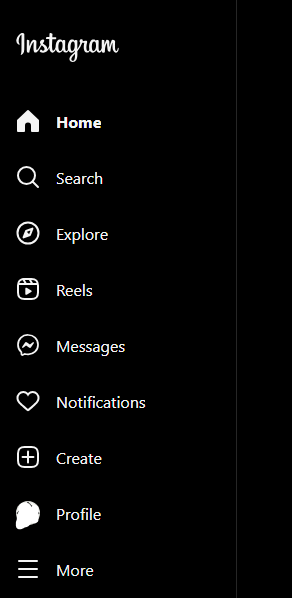 Go to Instagram's website and click the "More" icon in the bottom left corner.
