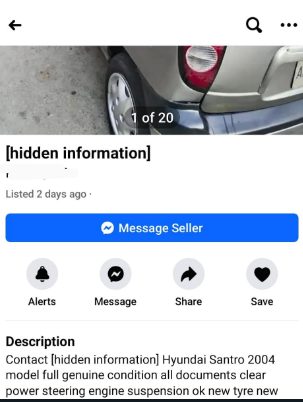 Go to the listing that has hidden information by navigating there