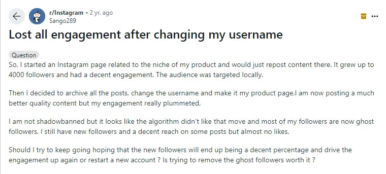 reddit thread about instagram username