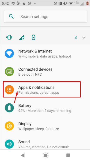 Select apps and notification