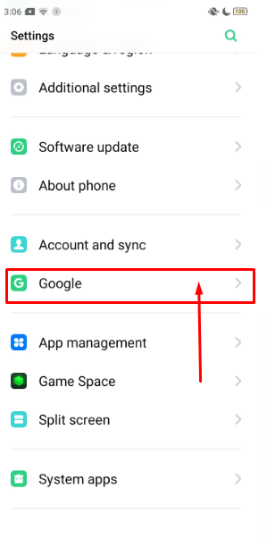 Go to Google in Settings 