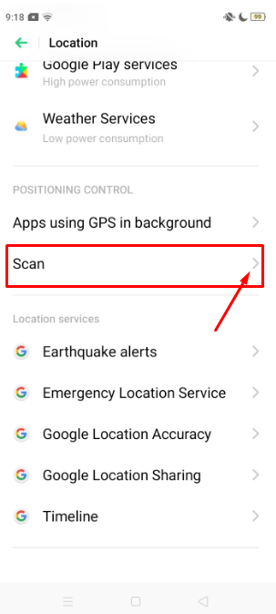 Select "Scan" from the menu