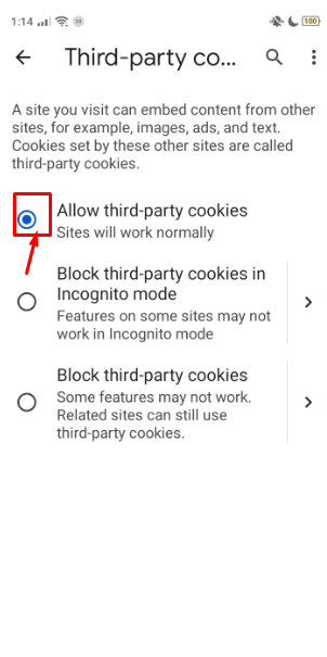 De select third part cookies