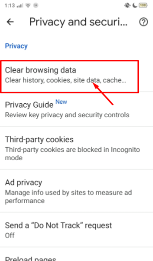 Select Clear Browsing Data