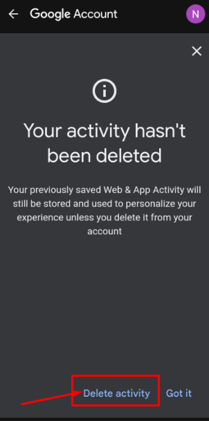 delete activity