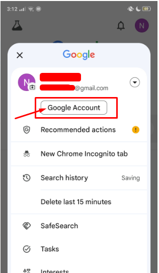 Tap your Google Account 