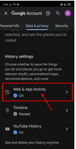 select Web & App Activity