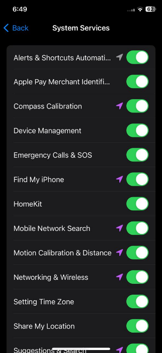 Examine the list of services that can access your location and turn off those that aren't needed.