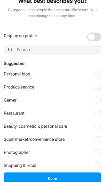 Select a relevant category 