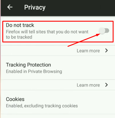 Turn on do not track option