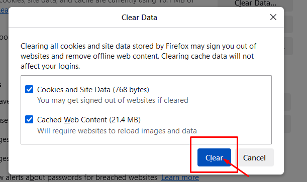 Click “Clear Data.”