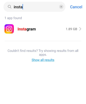 Select and press "Instagram" from the list of apps