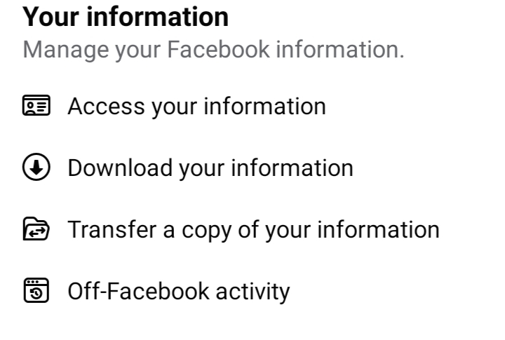 Scroll down and click on the “Off-Facebook Activity” 