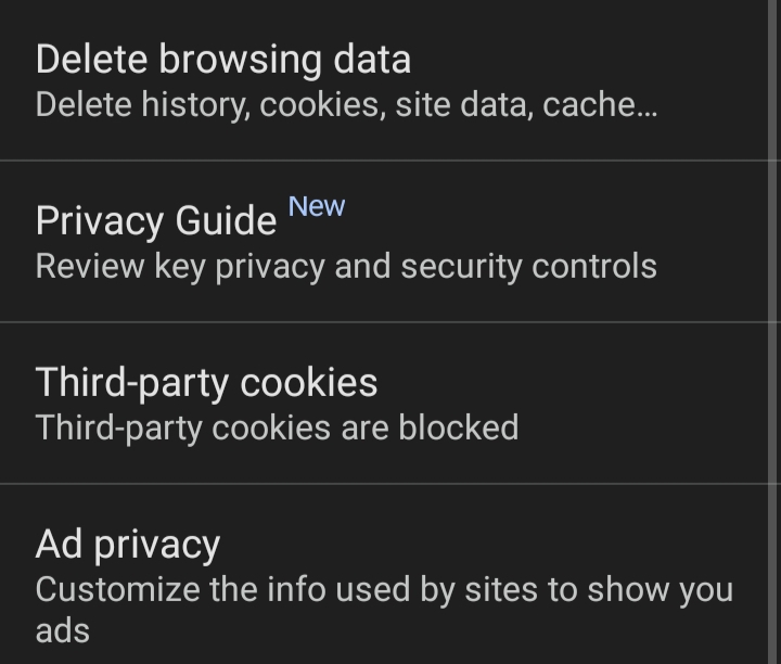 Select the option Third-party cookies