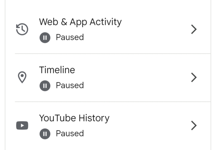 pause "Web & App Activity," "Location History," 