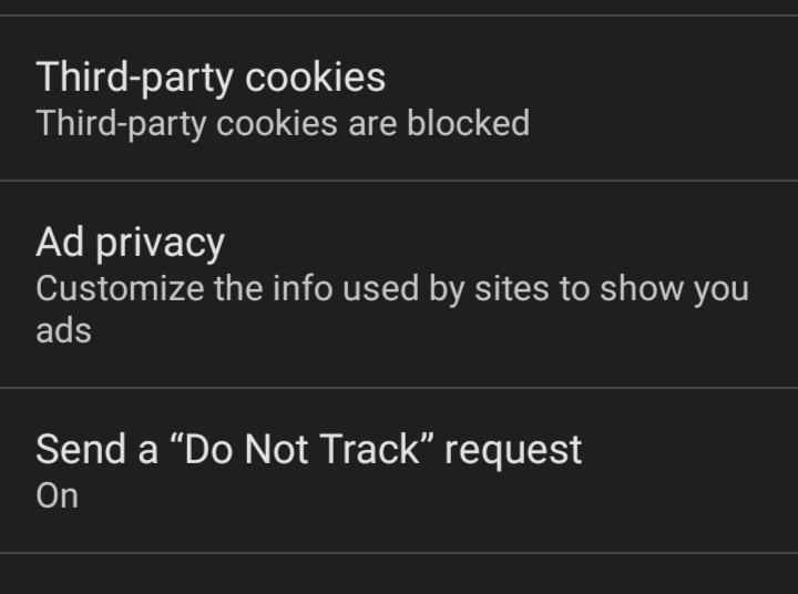 Send a Do Not Track Request option