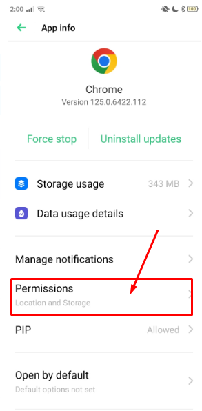 Tap on App permissions 