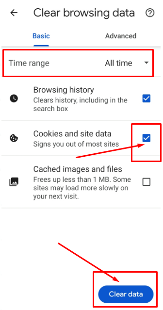 delete all cookies, select "Cookies and site data" and then "Deleting Cookies" after selecting a time range