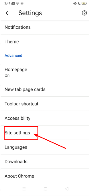  select "Site settings."