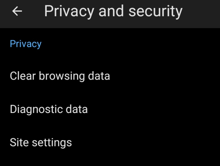 In the same “Privacy and security” menu